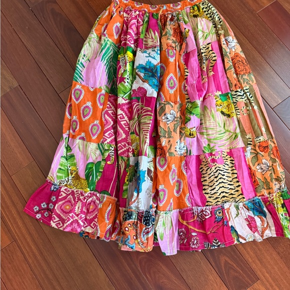 Skirt SZ M Womens Pull On Broom Maxi Animal Print Skirt Boho Fully Lined Cotton - Picture 1 of 7